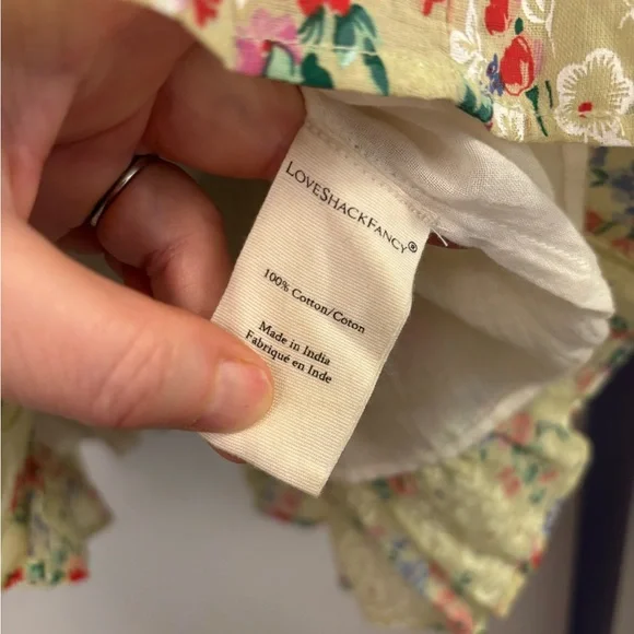 LoveShackFancy Phyllis Ruffled patchwork  floral Cotton mini Dress Cottagecore M - Picture 8 of 8